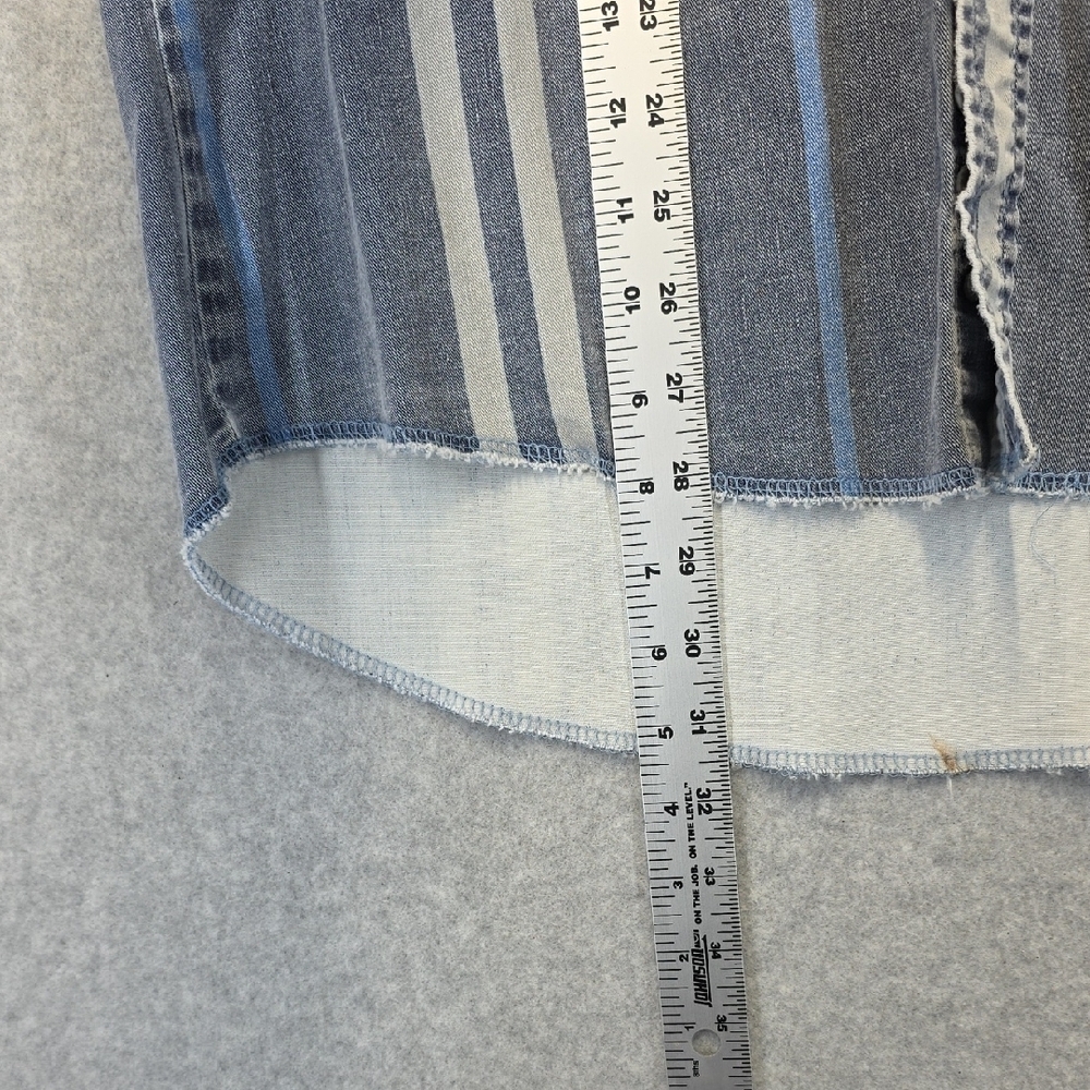 Vintage Wrangler Long Tails Distressed Denim Western Shirt Grunge Workwear - Picture 7 of 12
